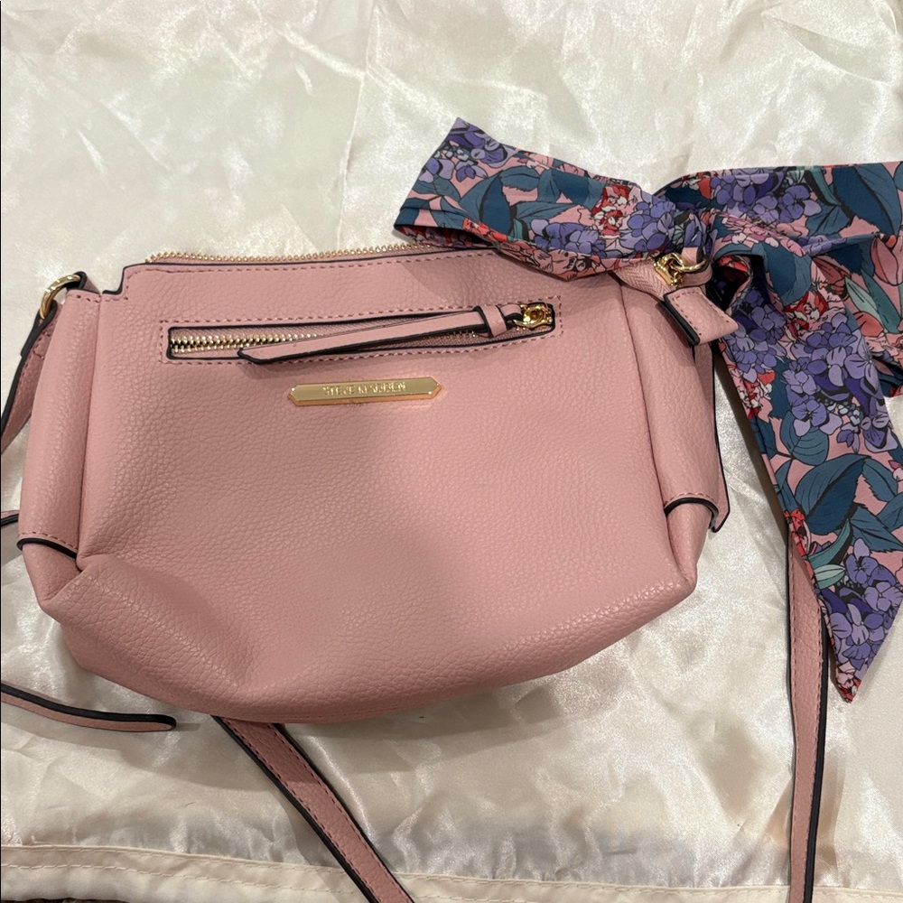 Steve Madden Blush Crossbody Bag with Floral Scarf